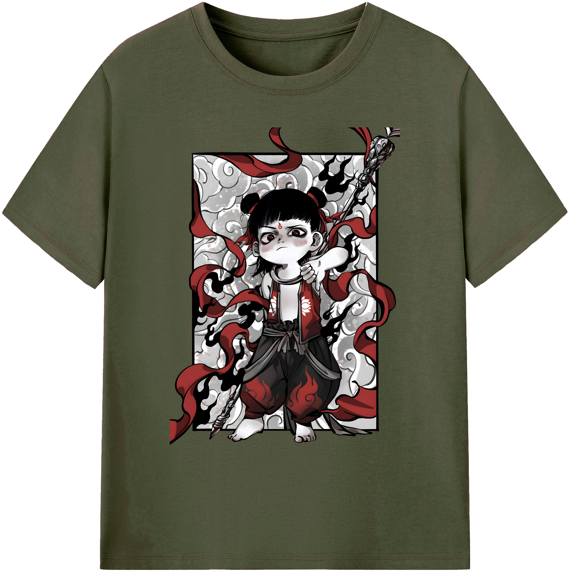 （画像用） Ne Zha 2 ナタ 魔童の大暴れ 綿100％ メンズ半袖Tシャツ｜肌触りやわらか＆通気性
